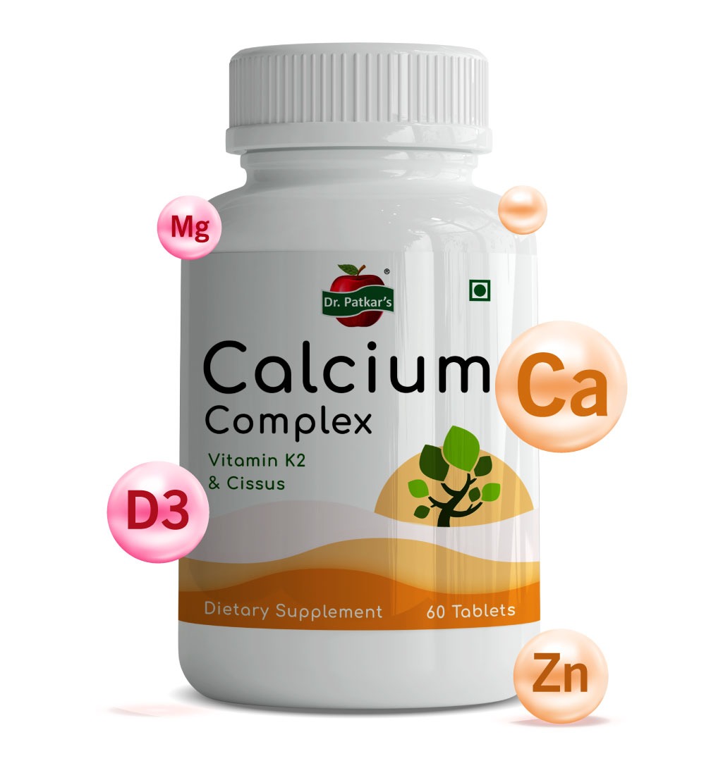 Dr Patkar’s Calcium Complex with Vitamin K2 and Cissus | Supports Joint Health | Builds Stronger Bones & Teeths | Recover Fractures | 60 veg Capsules